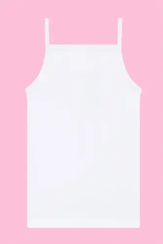 6 Pack Toddler Girls' Tank Top - Racerback, White, 100% Cotton Rib - 4