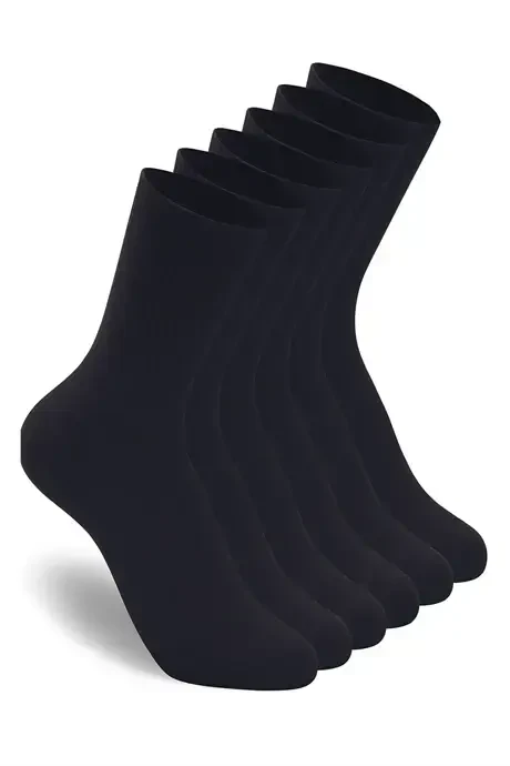 6-Pack Unisex Cotton Plain Black Tennis Socks Set Ankle Length - 1