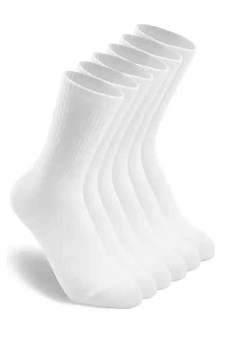 6-Pack Unisex Cotton Plain White Tennis Socks Set Ankle Length - 1