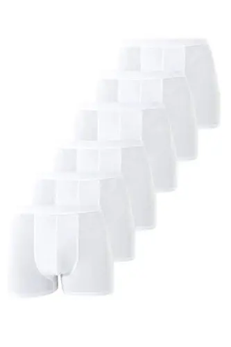 6 Pack White Men's Boxer Briefs Stretchy Lycra Fabric - 4