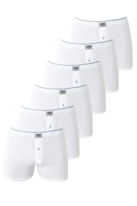 6-Pack White Men's Jersey Terry Waistband Boxer Brief 100% Cotton - 2