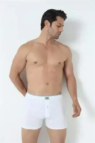 6-Pack White Men's Jersey Terry Waistband Boxer Brief 100% Cotton - 10