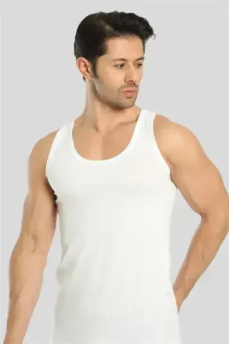 6 Pack White Men's Tank Top 100% Cotton Jersey - BÜYÜKBEDENIZ (1)