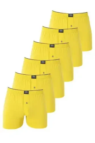 6 Pack Yellow Men's Cotton Jersey Waistband Boxer %100 Cotton - 5