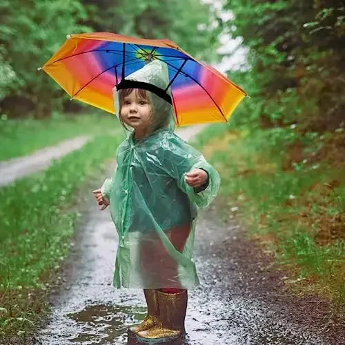 6 Pack Зонтик-шляпа Радужный зонтик-шляпа для детей Взрослых женщин, красочная зонтик-шляпа Радужная головная зонтик-кепка от солнца 20 дюймов в диаметре Складная водонепроницаемая эластичная рыболовная дождевая шляпа для вечеринок на открытом воздухе Пляжный поход (Красный) - 6