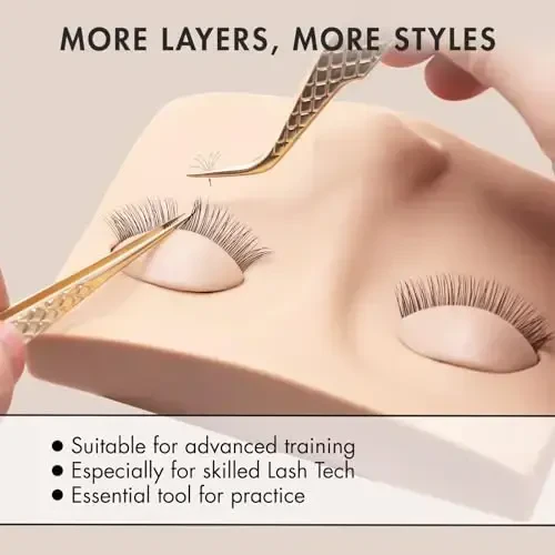 6 Pairs of Embagol Double-layer Replacement Eyelids Replaced Eyelids for Lash Extension Practice Lash Mannequin Head Training for Beginners - 3