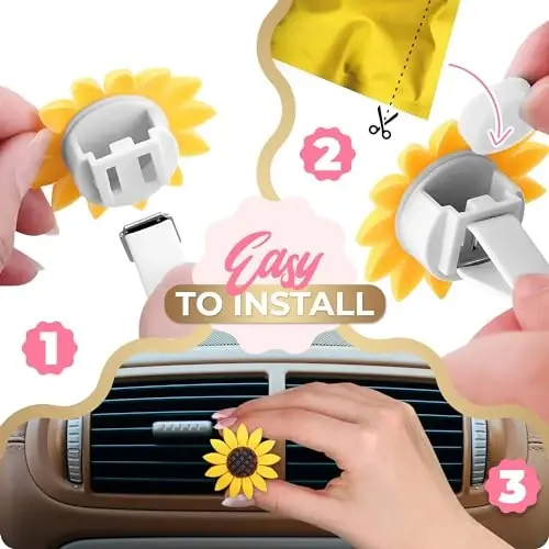 6 Pieces Sunflower Air Vent Clip Car Air Freshener Sunflower Car Accessories Cute Car Air Freshener Sunflowers Gift Decorations Girasoles Car Clip Interior Air Vent Decorations - 3
