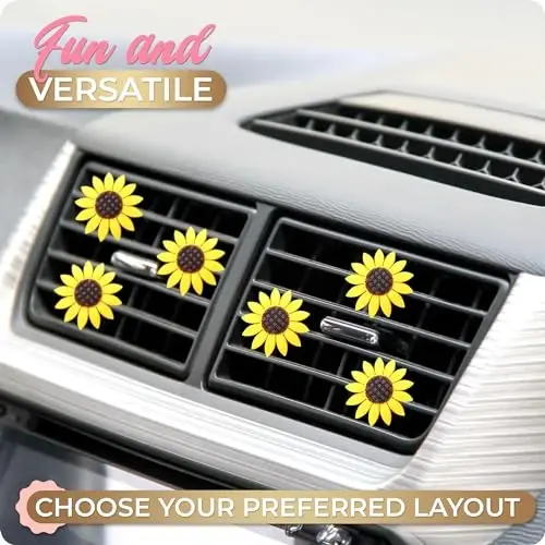 6 Pieces Sunflower Air Vent Clip Car Air Freshener Sunflower Car Accessories Cute Car Air Freshener Sunflowers Gift Decorations Girasoles Car Clip Interior Air Vent Decorations - 4