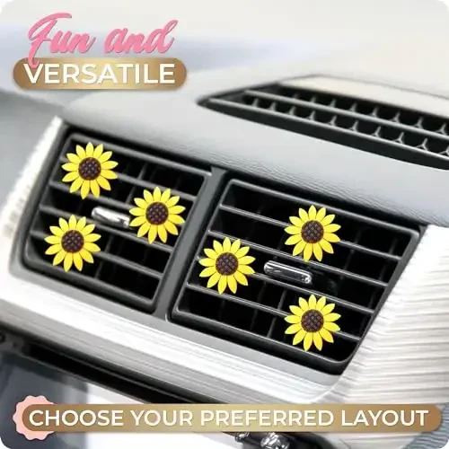 6 Pieces Sunflower Air Vent Clip Car Air Freshener Sunflower Car Accessories Cute Car Air Freshener Sunflowers Gift Decorations Girasoles Car Clip Interior Air Vent Decorations - 4