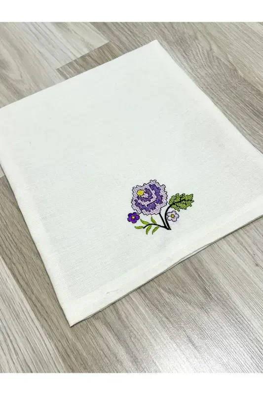 6 Parça Etamin İşlemeli Kutulu Seccade Takımı Çeyizlik Bohçalık Gelin Damat Seccade Seti-Krem - 6