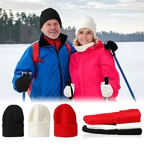 6 Pieces Women Knit Beanie Hats Touchscreen Gloves Set for Winter Cute Hats Soft Skull Cap Gifts for Christmas - 5