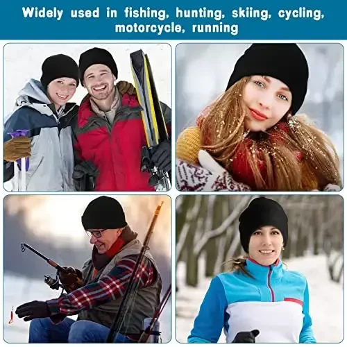 6 Pieces Women Knit Beanie Hats Touchscreen Gloves Set for Winter Cute Hats Soft Skull Cap Gifts for Christmas - 6