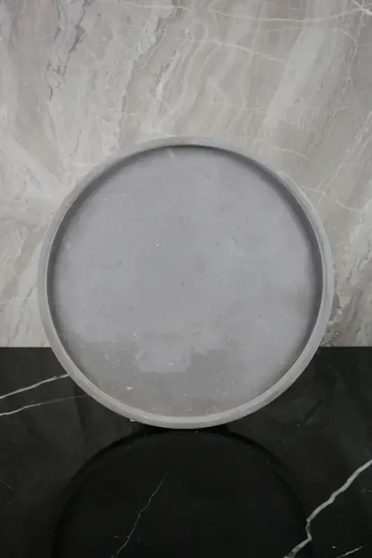 6 Parça Mermer Desenli Beton Banyo Seti Qattiq Suyuq Sovun Dispenzeri Tish Cho'tkasi Sochig'i Tutatqi Laganda-Beton Kulrang - 2