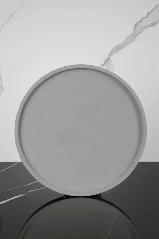 6 Parça Mermer Desenli Dekoratif Beton Banyo Seti-Beton Gri - 5