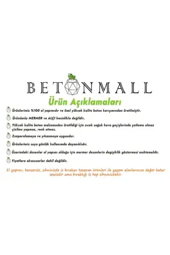 6 Parça Mermer Desenli Dekoratif Beton Banyo Seti-Beton Gri - 7