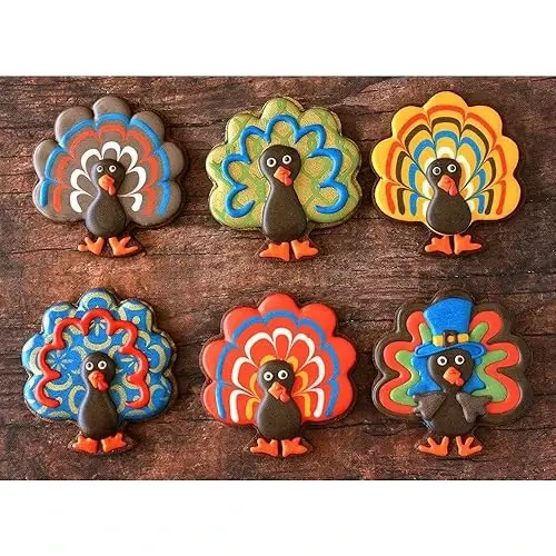 6 Pieces Thanksgiving Cookie Cutters, Fall Themed Holiday Cookie Cutter Shapes of Pumpkin,Maple Leaves,Oak Leaves,Turkey,Squirrel,and Acorn Cookie Cutters with Decorating Instructions - 5