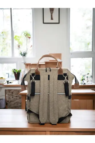 6 PCS BABY BIRTH SET (HOSPITAL OUTFIT, MOM&BABY CARE SHOULDER AND BACKPACK, BLANKET, SOCKS AND HANDKERCHIEF)-BEIGE - 5