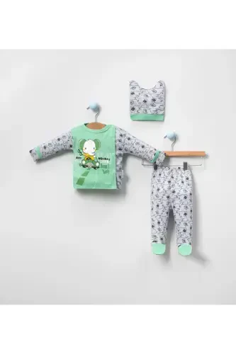 6 PCS BABY BIRTH SET (HOSPITAL OUTFIT, MOM&BABY CARE SHOULDER AND BACKPACK, BLANKET, SOCKS AND HANDKERCHIEF)-GRAY - BOMBINOO (1)