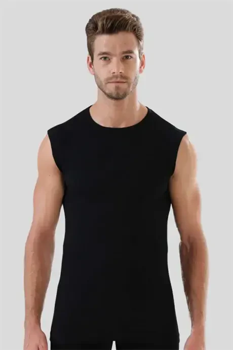 6 Pcs Colourful Sleeveless Men's Singlets Round Neck Zero Sleeve T-Shirt 100% Cotton - 4