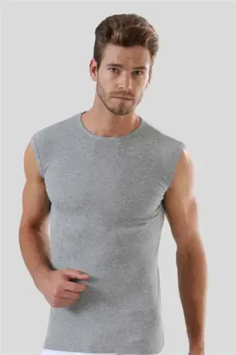 6 Pcs Colourful Sleeveless Men's Singlets Round Neck Zero Sleeve T-Shirt 100% Cotton - 7
