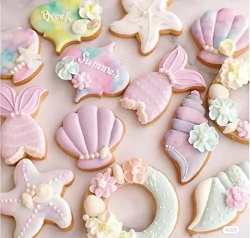 6 PCS Mermaid Cookie Cutters, Mermaid Tail,Starfish,Seashell, Shark, Crab Shapes Summer Themed Biscuits Molds Stainless Steel Metal Cutter for Kids Birthday Party Holidays - 5