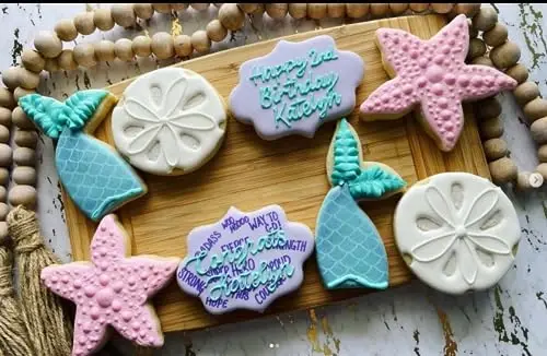 6 PCS Mermaid Cookie Cutters, Mermaid Tail,Starfish,Seashell, Shark, Crab Shapes Summer Themed Biscuits Molds Stainless Steel Metal Cutter for Kids Birthday Party Holidays - 7