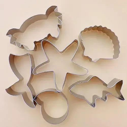 6 PCS Mermaid Cookie Cutters, Mermaid Tail,Starfish,Seashell, Shark, Crab Shapes Summer Themed Biscuits Molds Stainless Steel Metal Cutter for Kids Birthday Party Holidays - 2