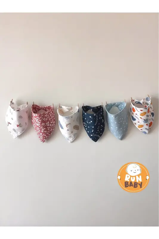 (6 pcs) Muslin Cloth Two Snap Baby Bibs - 1