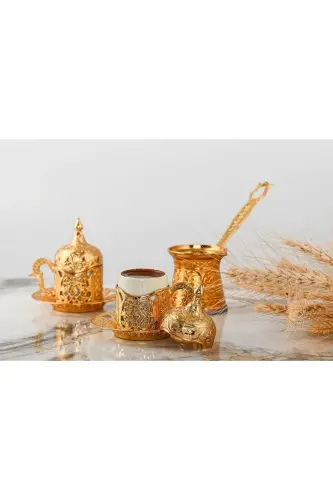 6-PERSON INOX COMPATIBLE CAST COFFEE POT - GOLD - AYTEK HEDİYELİK (1)
