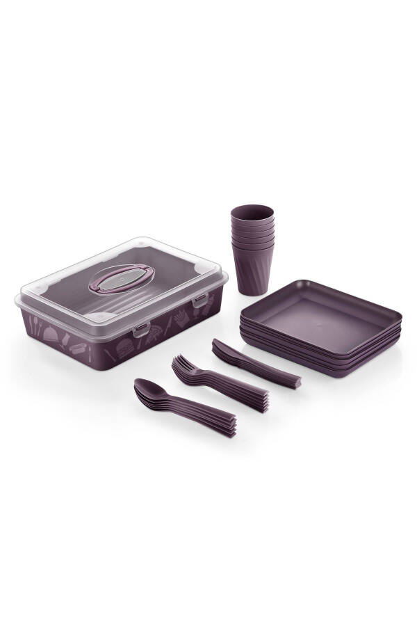 6 Person Mürdüm Picnic Set with Pastry and Pie Carrying Container, 32 Pieces - 3