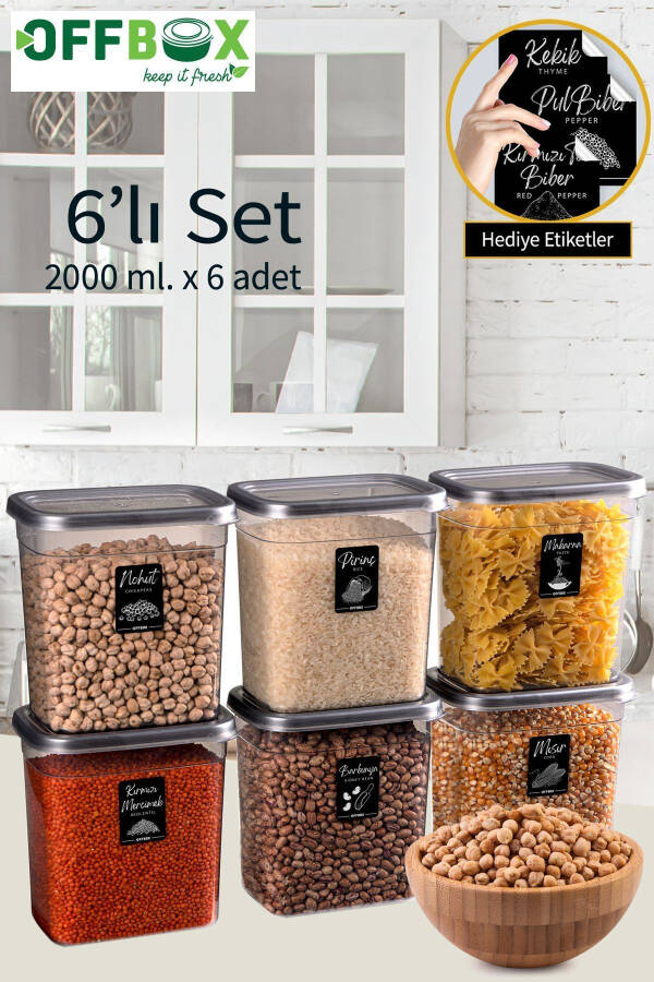 6 Piece 12 Compartment Rectangular 2 Liter Food Storage Container Dowry Set with 20 Labels - 11