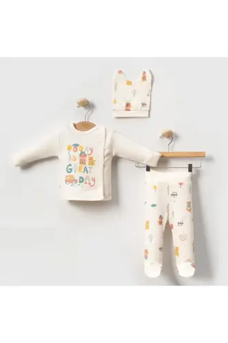 6-PIECE BABY BIRTH SET (HOSPITAL OUTFIT, MOM&BABY CARE SHOULDER AND BACKPACK, BLANKET, SOCKS AND CLOTH)-GRAY - BOMBINOO (1)