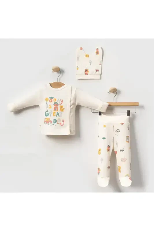 6-PIECE BABY BIRTH SET (HOSPITAL OUTFIT, MOM&BABY CARE SHOULDER & BACKPACK, BLANKET, SOCKS AND CLOTH)-GRAY - 2