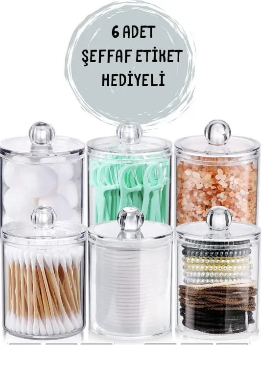 6-Piece Bathroom Set Cotton Swab Makeup Cotton Cotton - 1