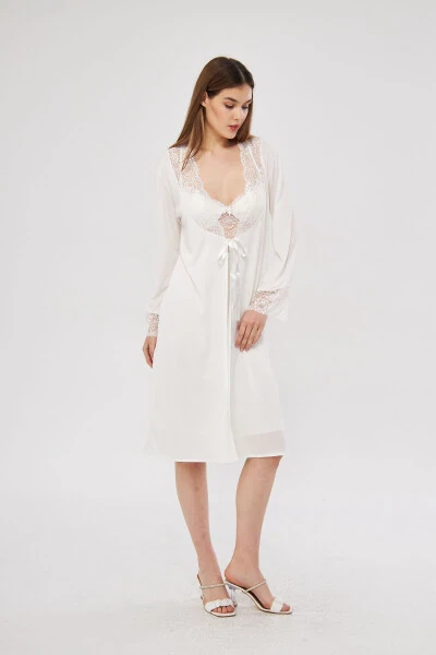 6-Piece Cotton Nightgown Dressing Gown Pajama Set Shorts Set Bride's Dowry Set - 6