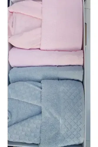 6 Piece Double Size Dowry Family Bathrobe Set-Gray - 1