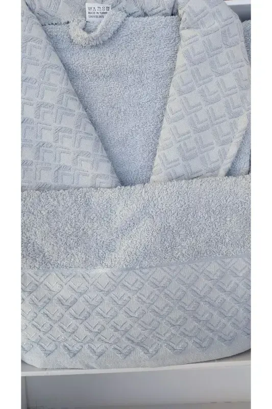 6 Piece Double Size Dowry Family Bathrobe Set-Gray - 2