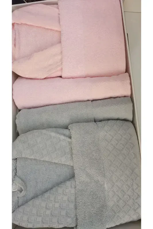 6 Piece Double Size Dowry Family Bathrobe Set-Gray - 4