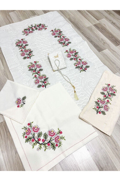 6-piece embroidered prayer rug set with box, dowry bridal groom prayer rug set. - AYHANHOME (1)