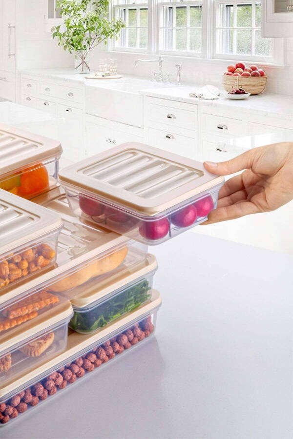 6-Piece Freshbox Microwave and Freezer Safe Storage Container Set 4 Cream - 11