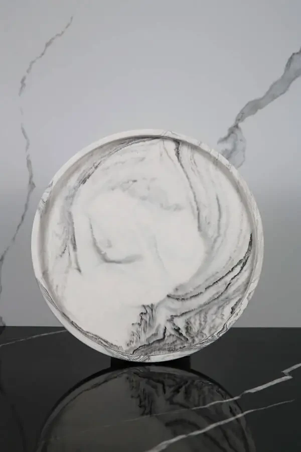 6-Piece Marble Pattern Concrete Bathroom Set: Solid Soap Dish, Liquid Soap Dispenser, Toothbrush Holder, Towel Holder, Incense Holder, Tray - 2