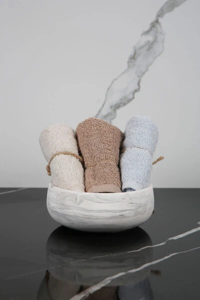 6-Piece Marble Pattern Concrete Bathroom Set: Solid Soap Dish, Liquid Soap Dispenser, Toothbrush Holder, Towel Holder, Incense Holder, Tray - 4