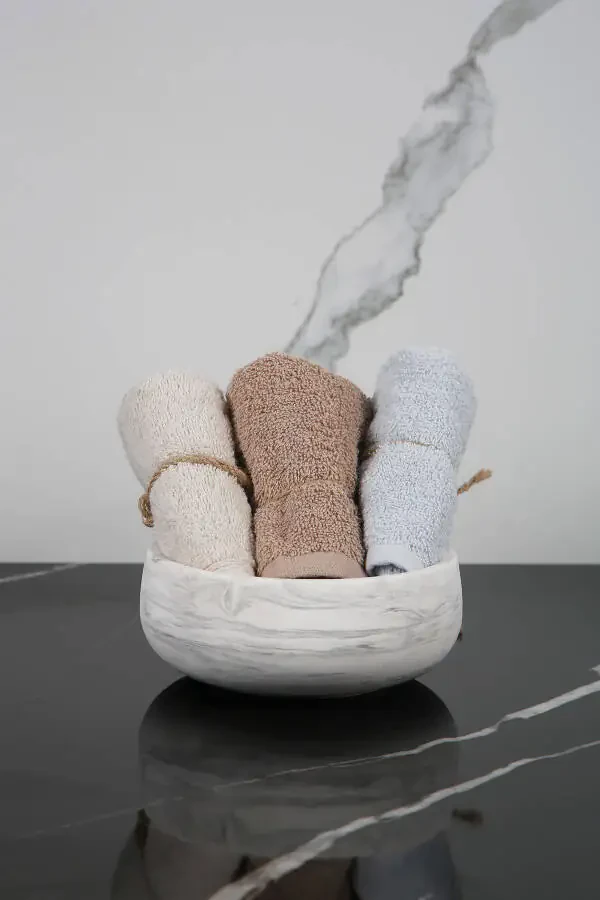 6-Piece Marble Pattern Concrete Bathroom Set: Solid Soap Dish, Liquid Soap Dispenser, Toothbrush Holder, Towel Holder, Incense Holder, Tray - 4