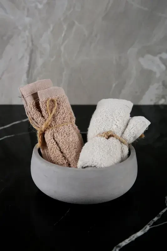 6 Piece Marble Patterned Concrete Bathroom Set Solid Liquid Soap Dispenser Toothbrush Holder Towel Holder Incense Holder Tray-Concrete Gray - 6