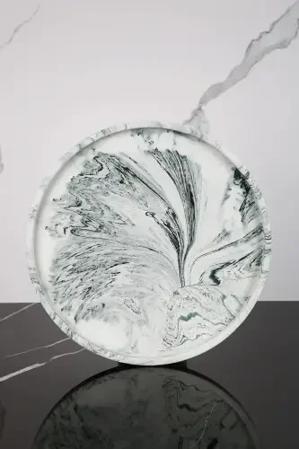 6 Piece Marble Patterned Decorative Concrete Bathroom Set-Green - 5