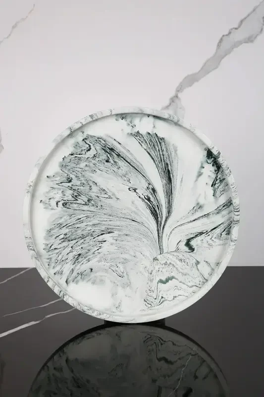 6 Piece Marble Patterned Decorative Concrete Bathroom Set-Green - 5