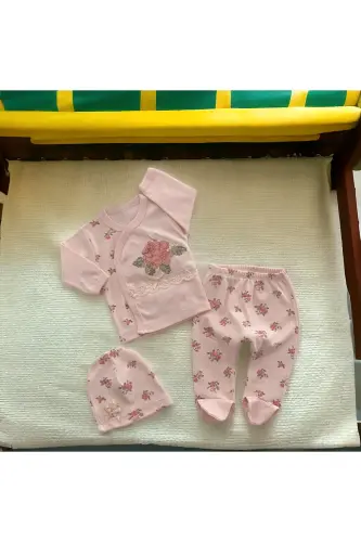 6-Piece Newborn Set (HOSPITAL OUTFIT, BABY CARE SHOULDER AND BACK BAG, BLANKET, SOCKS, HANDKERCHIEF SET) - Black - BEYAZ BEBEK (1)