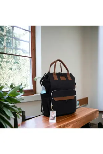 6-Piece Newborn Set (HOSPITAL OUTFIT, BABY CARE SHOULDER AND BACK BAG, BLANKET, SOCKS, HANDKERCHIEF SET) - Black - 3