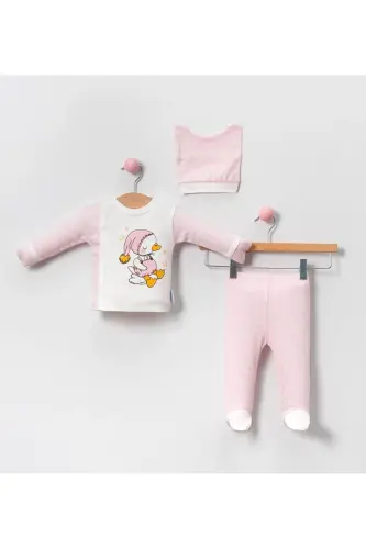 6-Piece Newborn Set (HOSPITAL OUTFIT, BABY CARE SHOULDER AND BACKPACK, BLANKET, SOCKS, HANDKERCHIEF SET)-Beige - BEYAZ BEBEK (1)