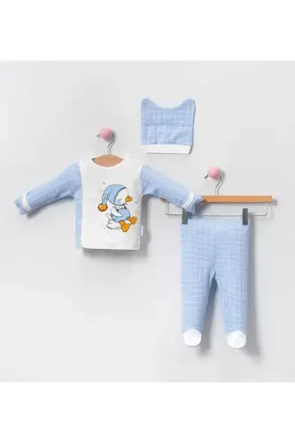 6-Piece Newborn Set (HOSPITAL OUTFIT, BABY CARE SHOULDER AND BACKPACK, BLANKET, SOCKS, HANDKERCHIEF SET)-Gray - BEYAZ BEBEK (1)